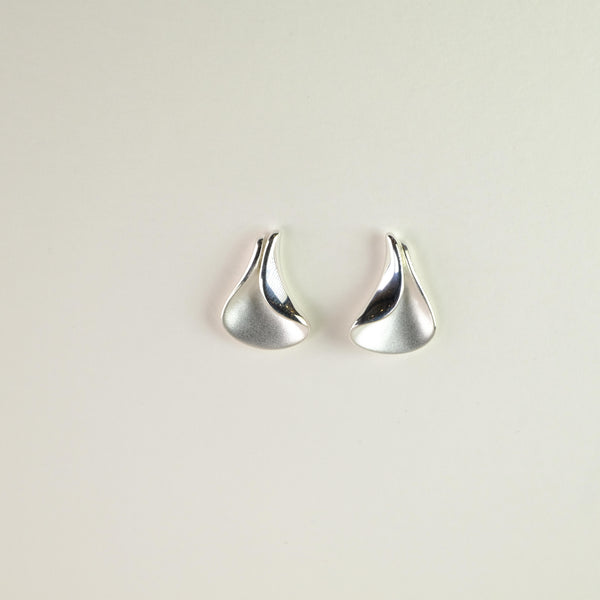 Satin and Polished Silver Stud Earrings by JB Designs.