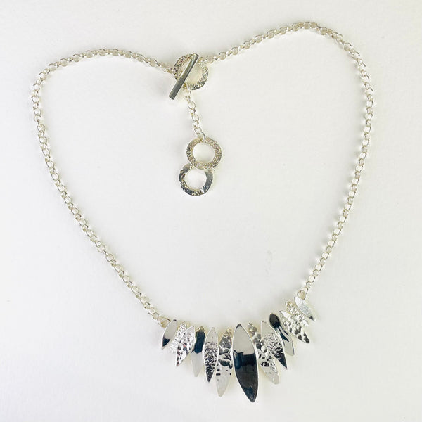 Mixed Texture Silver Necklace.