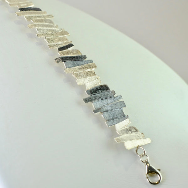 Satin and Oxidised Silver Linked Bracelet by JB Designs.