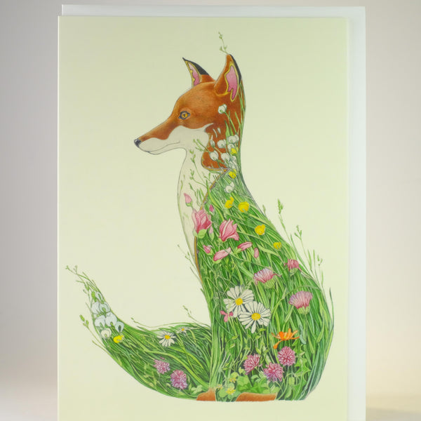 'Fox in a Meadow' Blank Greetings Card.