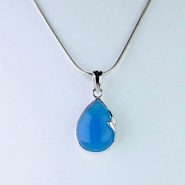 Sterling Silver and Blue Chalcedony Pendant.