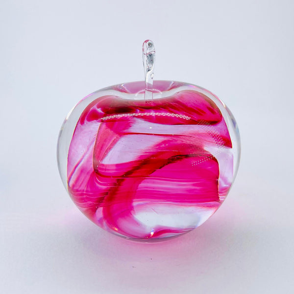 Red and Pink Handmade Glass Apple.
