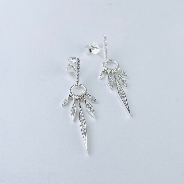 Sterling Silver and Pavé set CZ Drop Earrings.