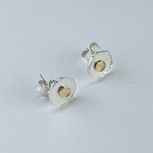 Silver and Gold Plated Stud Earrings by JB Designs.