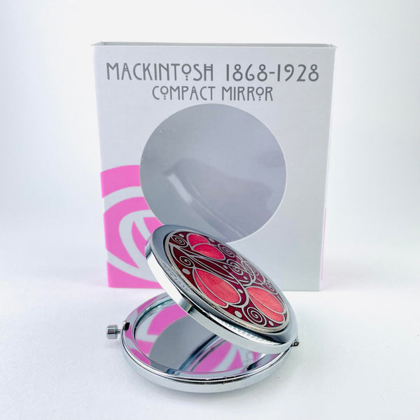 Red Mackintosh Leaves and Coils Compact Mirror.