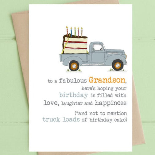 Dandelion Stationery 'Fabulous Grandson' Greetings Card.